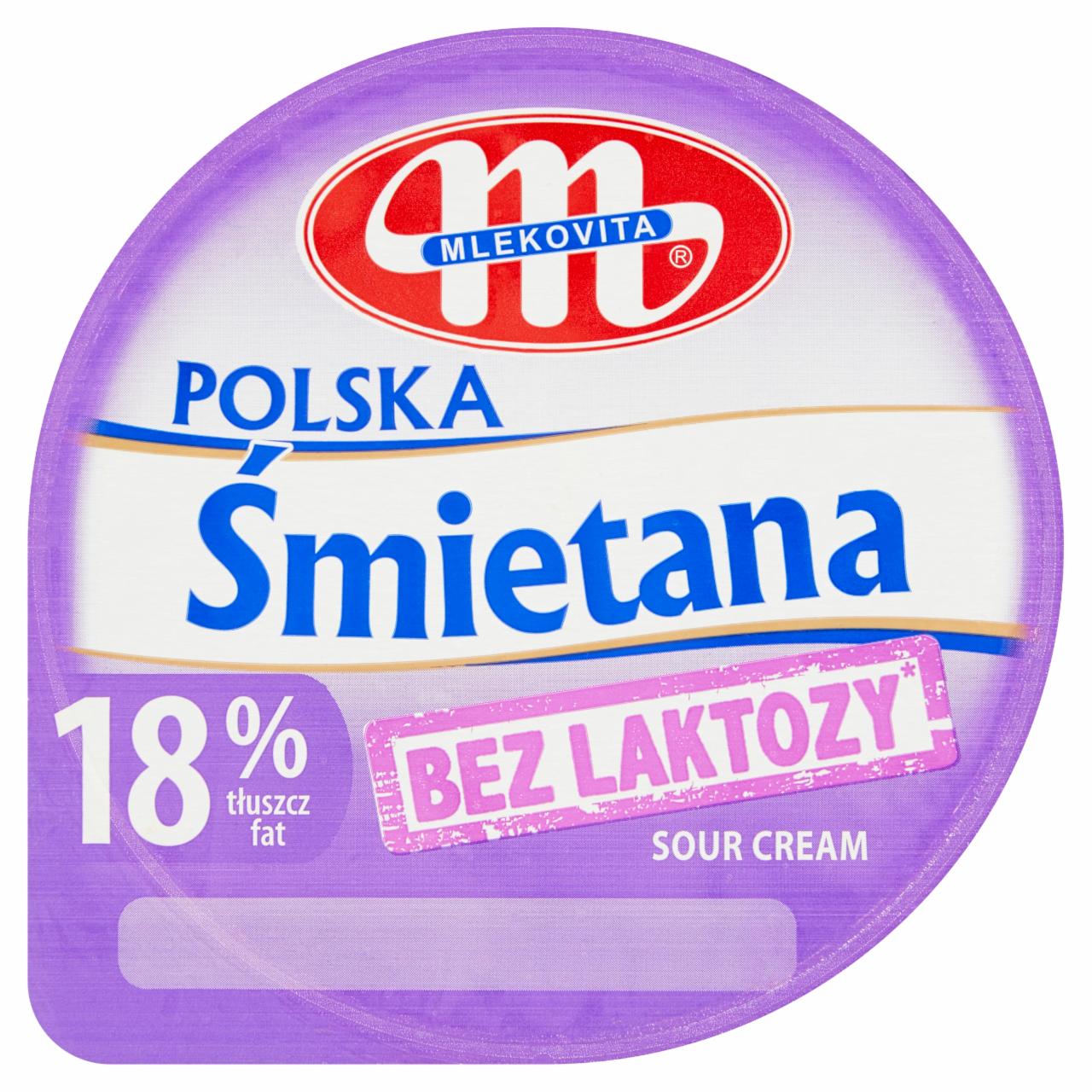 Zdjęcia - Mlekovita Śmietana Polska bez laktozy 18% 200 g