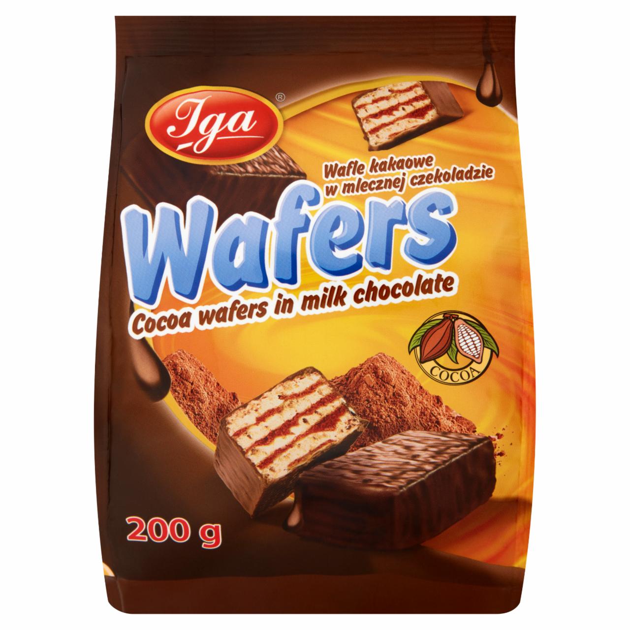 Zdjęcia - Iga Wafers Wafle kakaowe w mlecznej czekoladzie 200 g