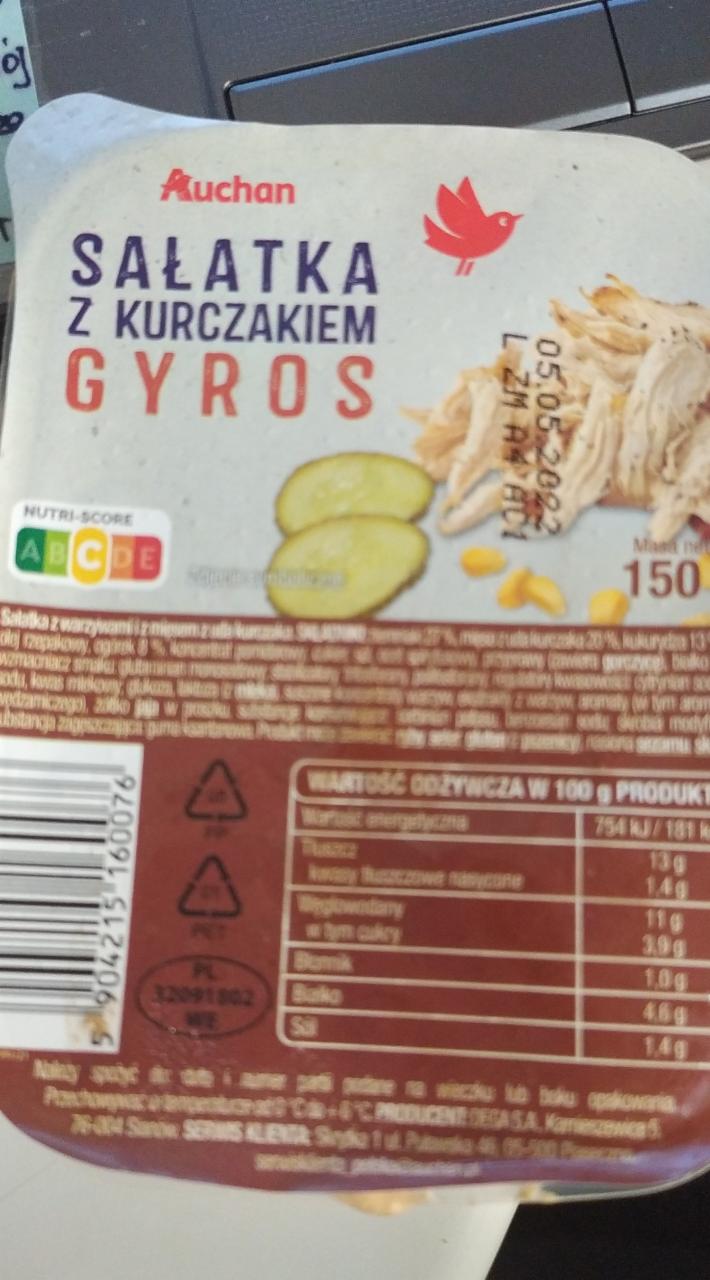 Zdjęcia - sałatka z kurczakiem gyros auchan