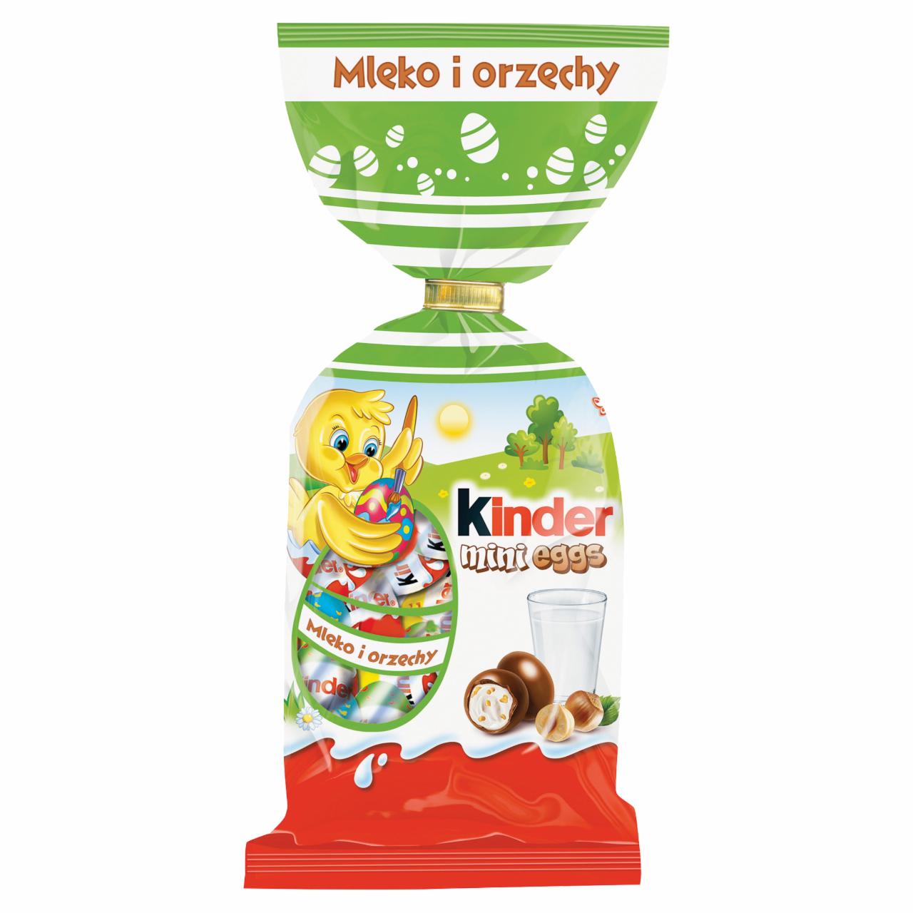 Zdjęcia - Kinder Mini Eggs Czekoladki z mlecznej czekolady z nadzieniem mleczno-orzechowym 100 g (18 sztuk)