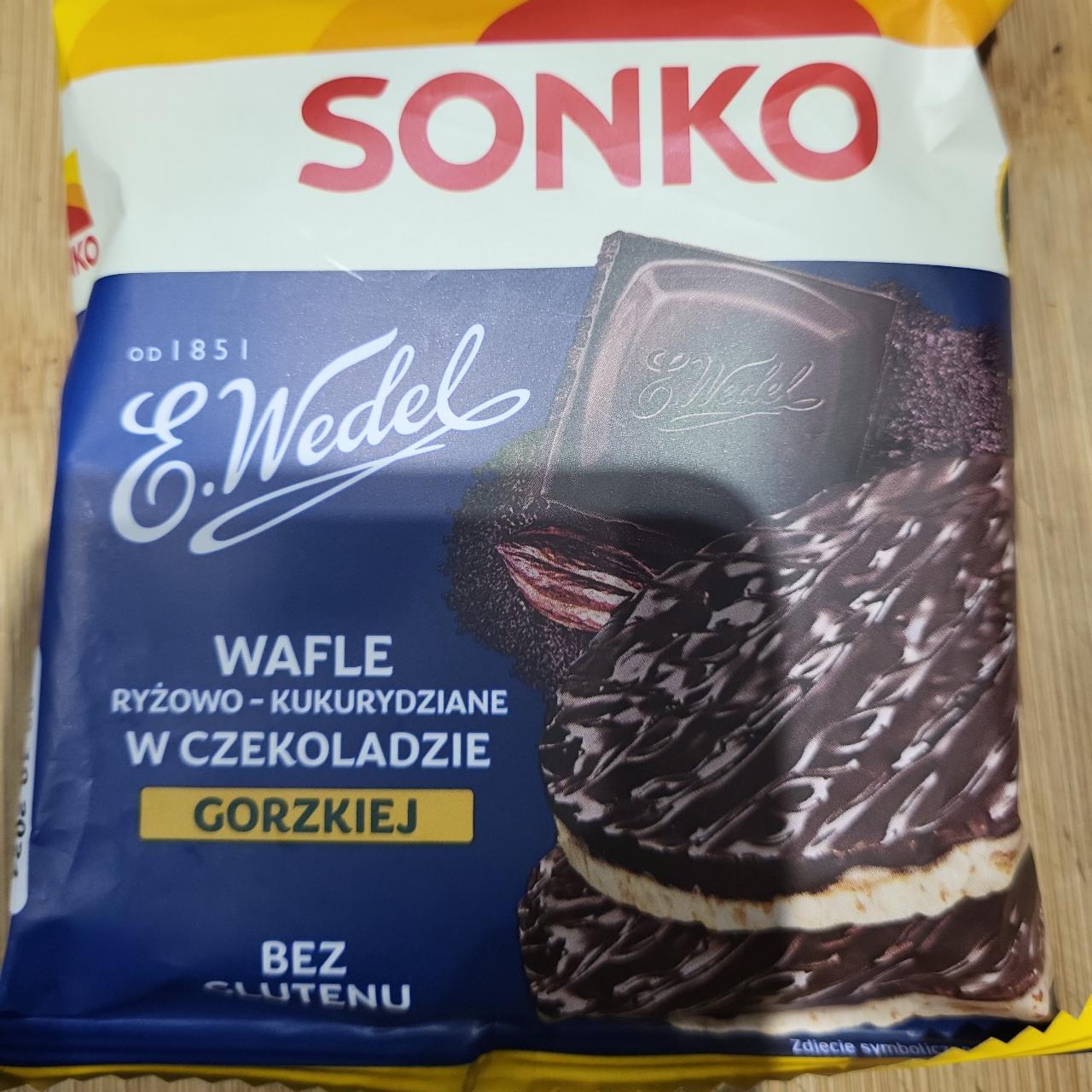 Zdjęcia - Sonko Wafle ryżowo-kukurydziane w czekoladzie gorzkiej 30 g