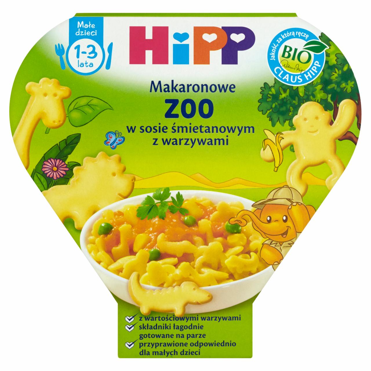 Zdjęcia - HiPP BIO Makaronowe ZOO w sosie śmietanowym z warzywami 1-3 lata 250 g