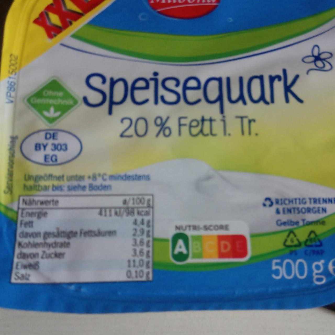 Zdjęcia - Speisequark 20% Milbona