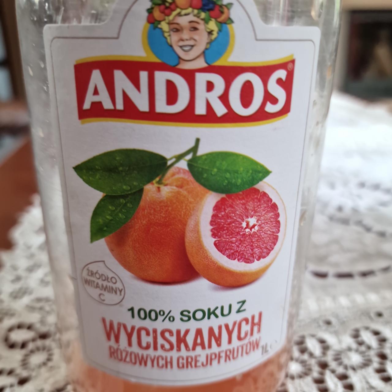 Zdjęcia - Andros 100 % soku z wyciskanych różowych grejpfrutów 1 l