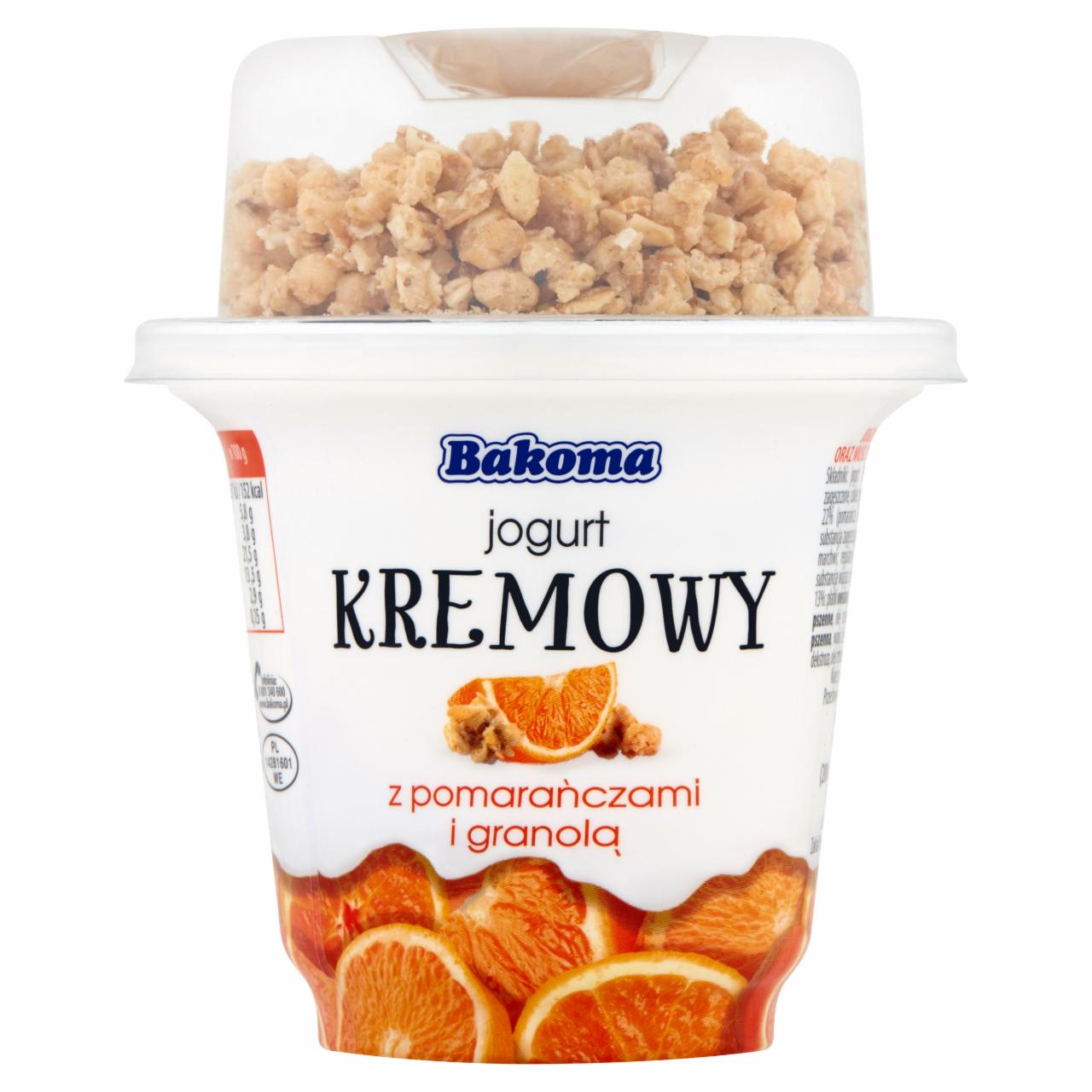 Zdjęcia - Bakoma Jogurt kremowy z pomarańczą i granolą 230 g