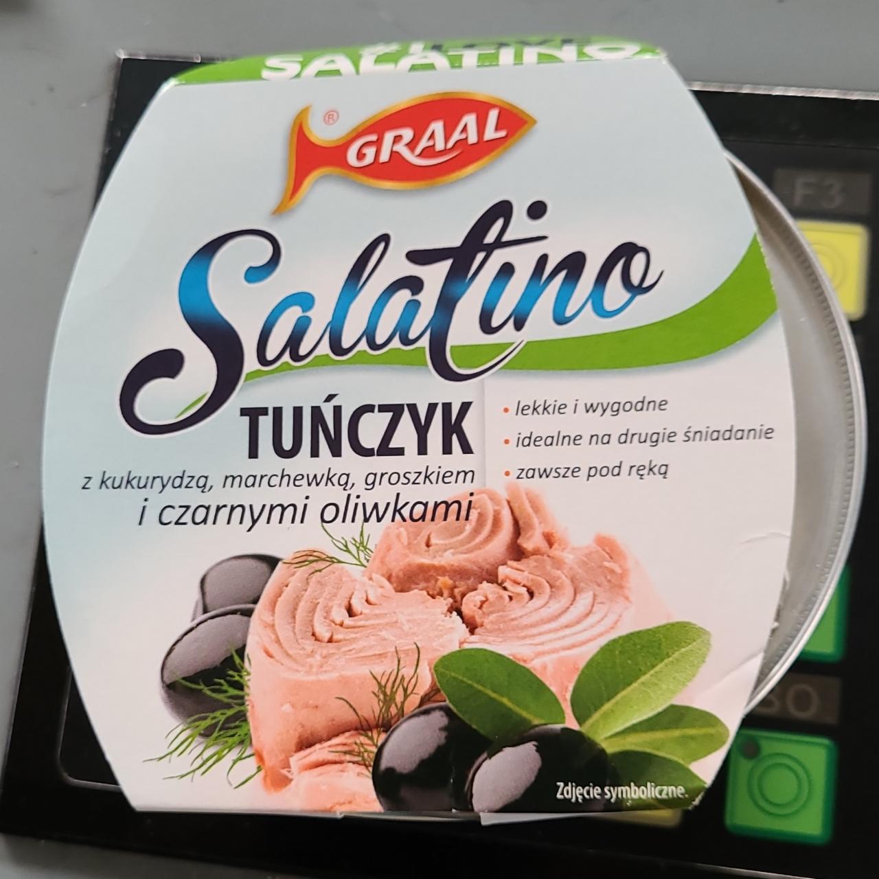 Zdjęcia - Salatino Tuńczyk z kukurydzą, marchewką, groszkiem i czarnymi oliwkami Graal