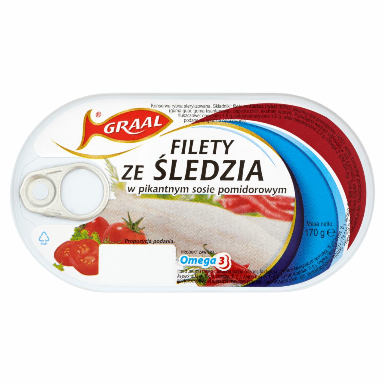 Zdjęcia - GRAAL Filety ze śledzia w pikantnym sosie pomidorowym 170 g