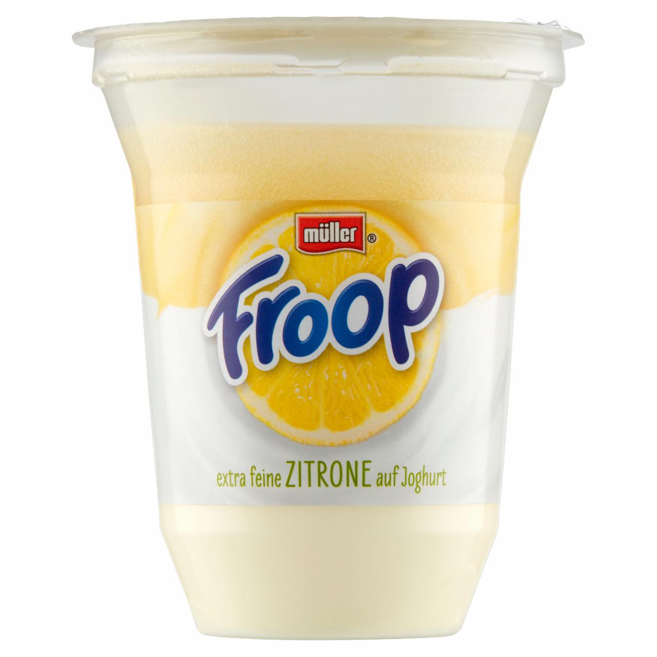 Müller Froop Produkt mleczny na bazie jogurtu z wsadem owocowym o smaku  cytrynowym 150 g - kalorie, kJ i wartości odżywcze