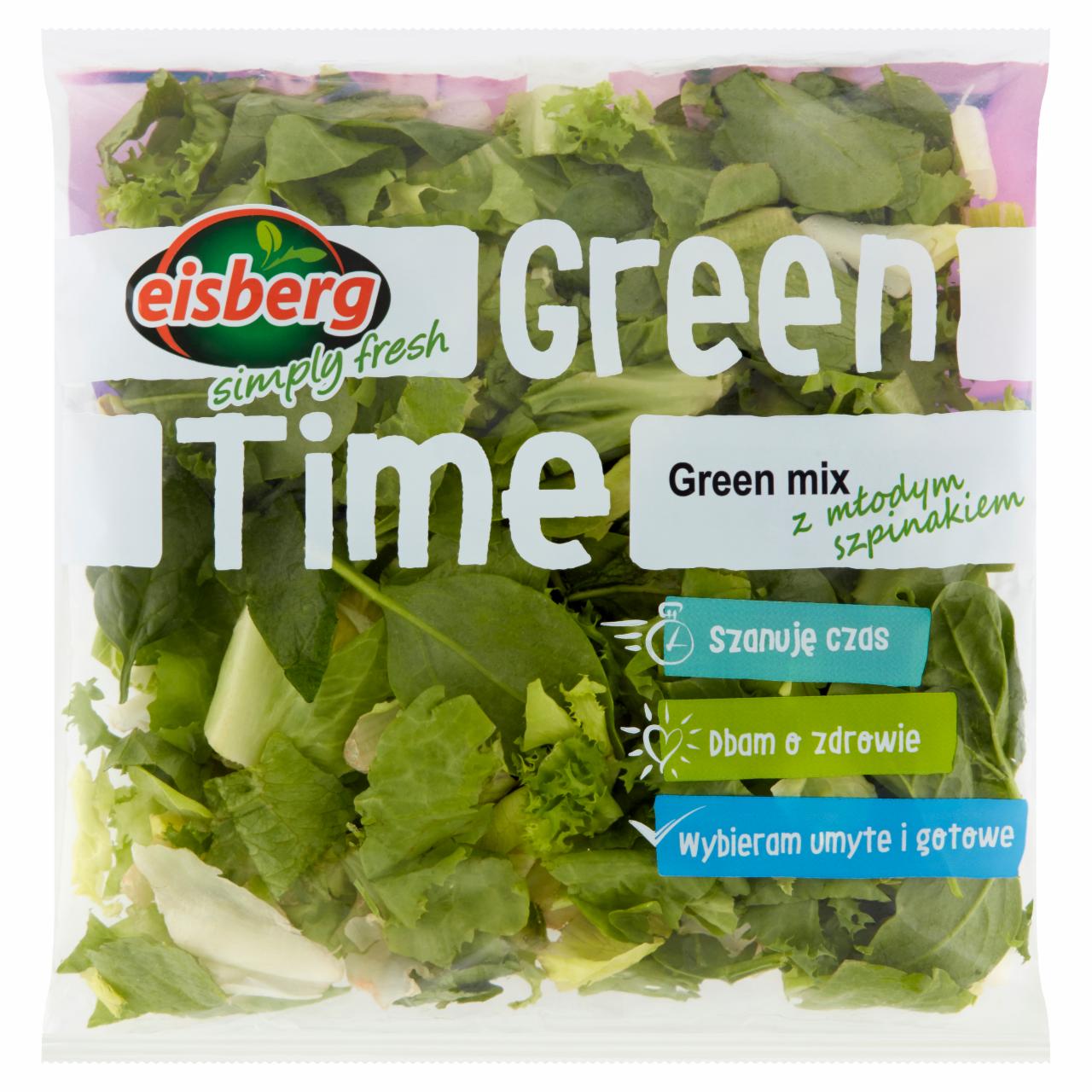 Zdjęcia - Eisberg Green Time Green mix z młodym szpinakiem Mieszanka świeżych krojonych warzyw 150 g