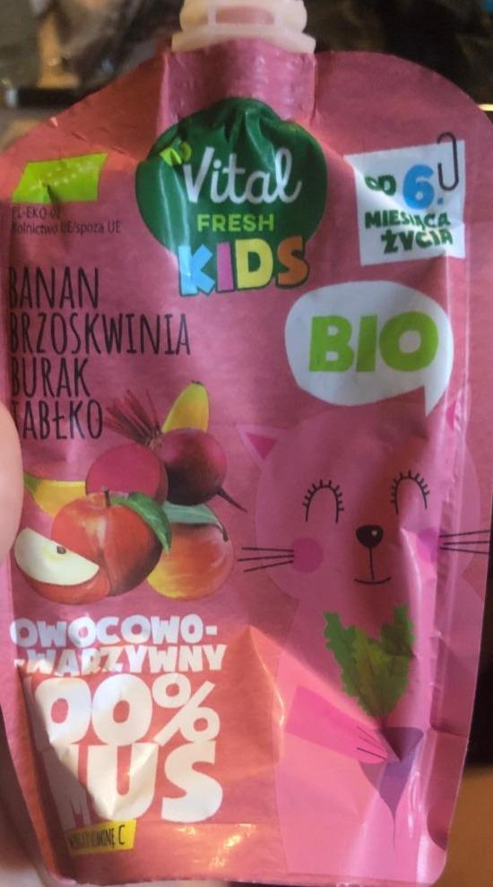 Zdjęcia - 100% Bio Mus owocowo-warzywny Banan Brzoskwinia Burak Jabłko Vital Fresh Kids