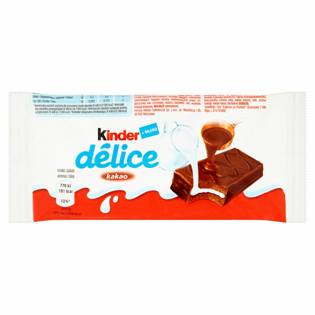 Zdjęcia - Kinder Délice Kakaowy biszkopt z mlecznym nadzieniem 42 g