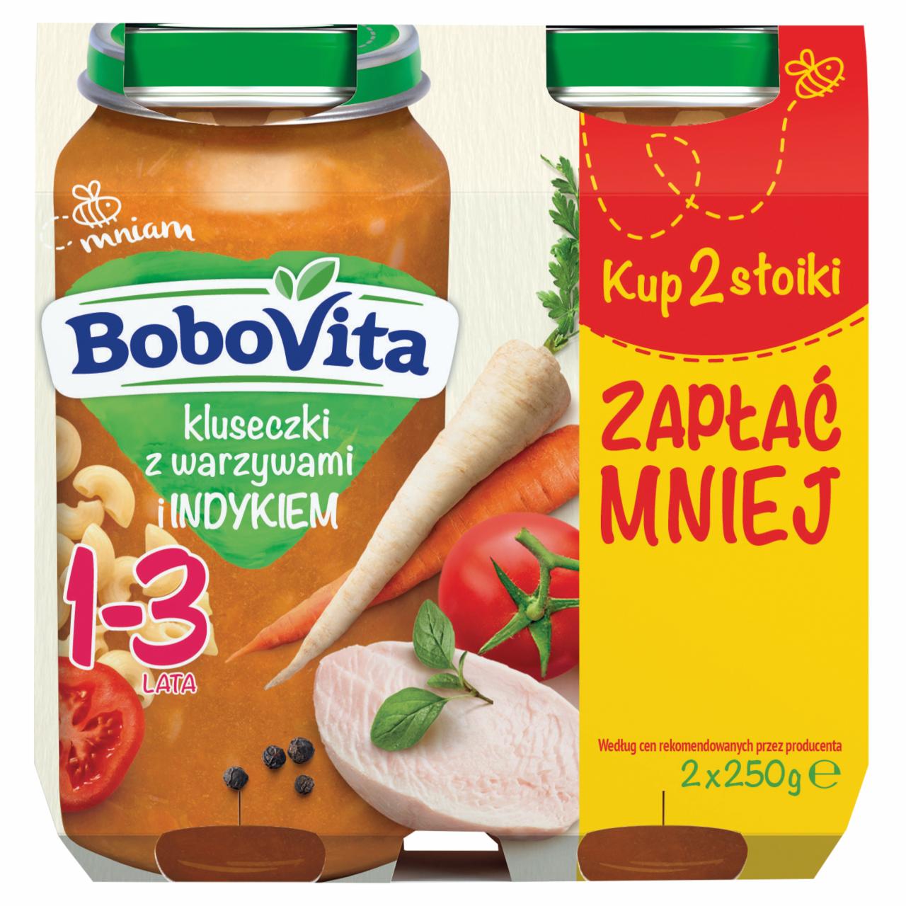 Zdjęcia - BoboVita Kluseczki z warzywami i indykiem 1-3 lata 2 x 250 g