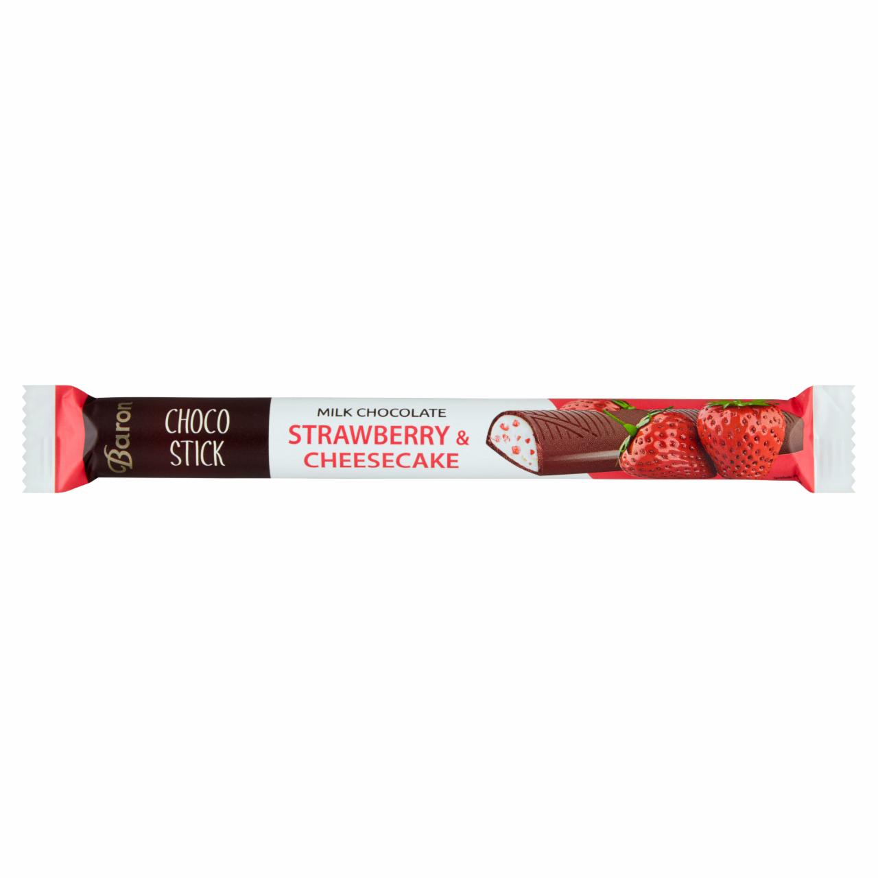 Zdjęcia - Baron Choco Stick Czekolada mleczna z nadzieniem o smaku sernikowo-truskawkowym 35,5 g