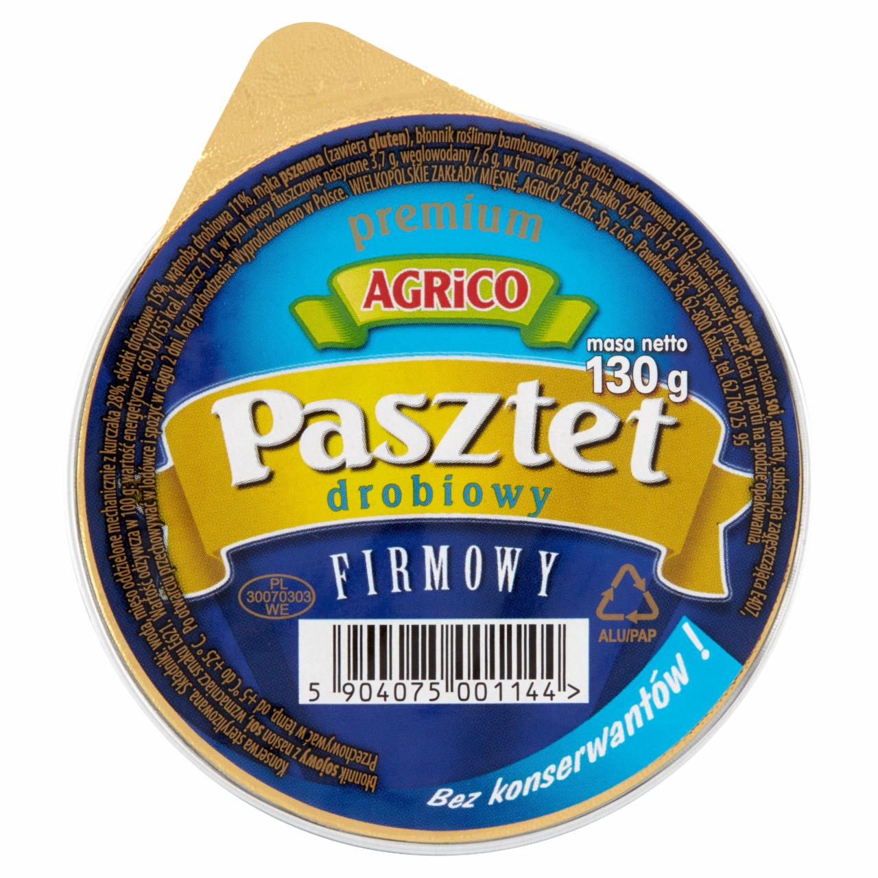 Zdjęcia - Agrico Premium Pasztet drobiowy firmowy 130 g