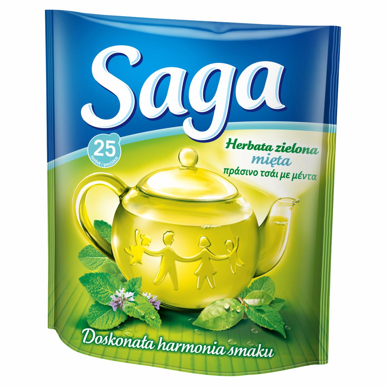Zdjęcia - Saga Herbata zielona mięta 32,5 g (25 torebek)