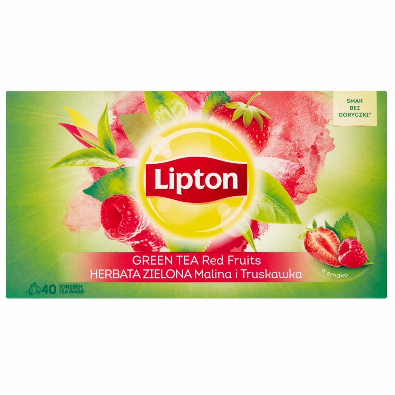 Zdjęcia - Lipton Herbata zielona malina i truskawka 56 g (40 torebek)