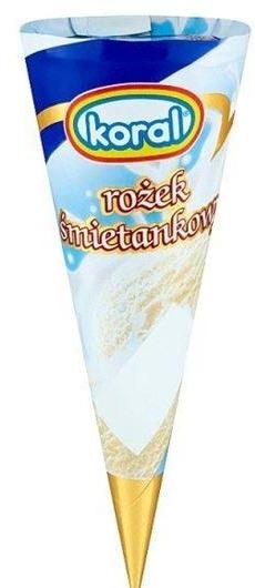 Zdjęcia - Lody śmietankowe w rożku waflowym z sosem czekoladowym 110 ml Koral