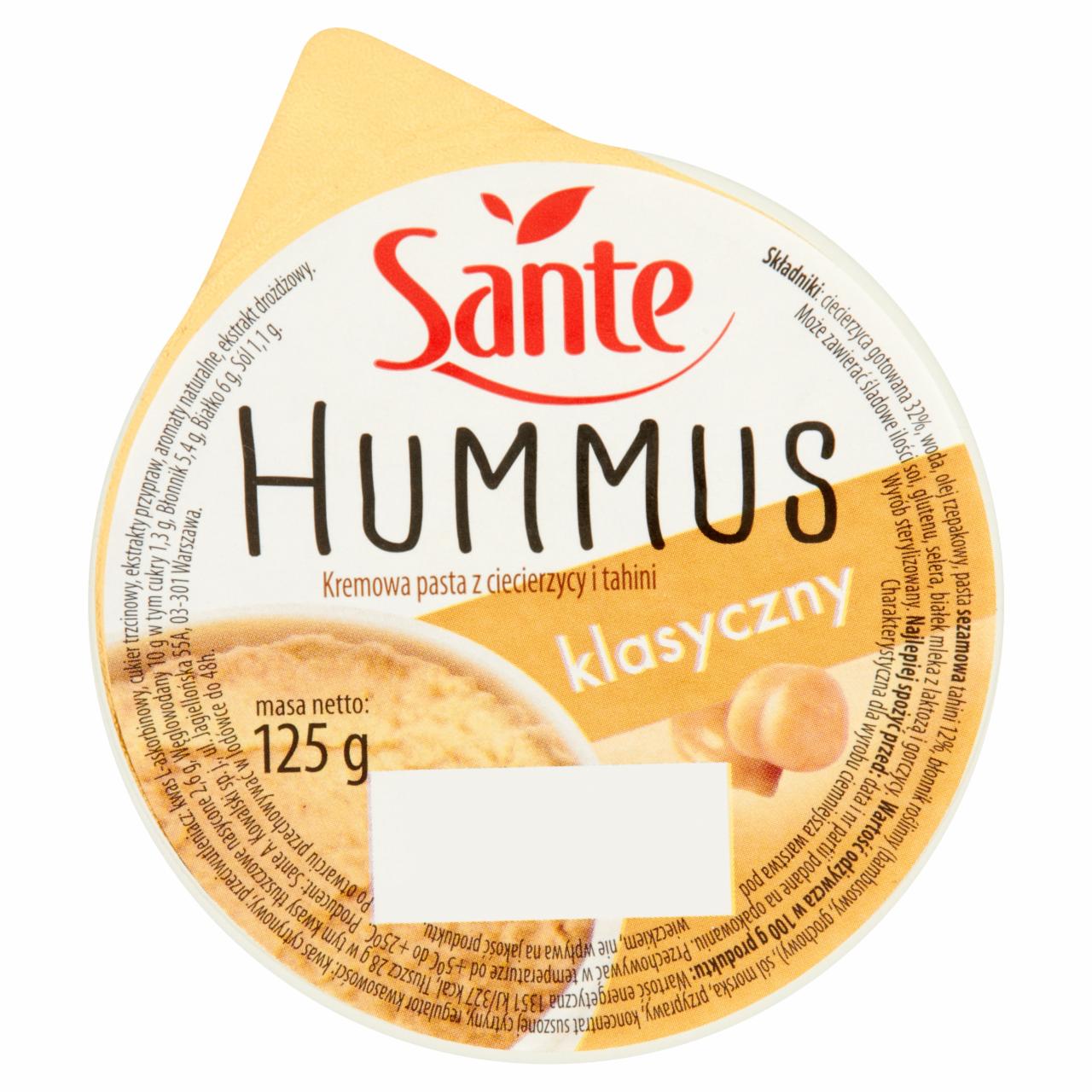 Zdjęcia - Sante Hummus klasyczny Kremowa pasta z ciecierzycy i tahini 125 g