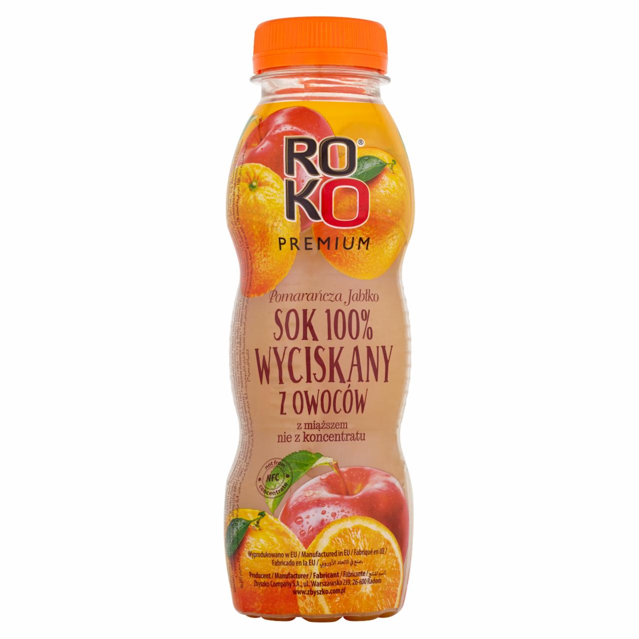 Zdjęcia - ROKO Premium Pomarańcza Jabłko Sok 100% wyciskany z owoców 300 ml
