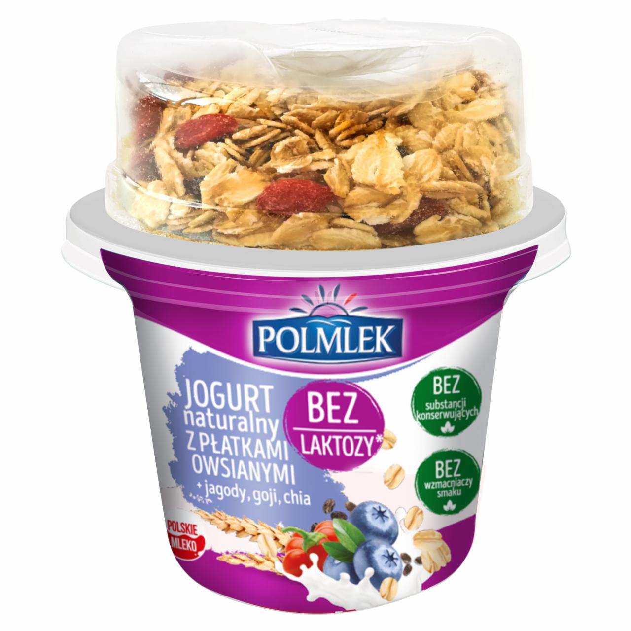 Zdjęcia - Polmlek Jogurt naturalny z płatkami owsianymi + jagody goji chia 185 g