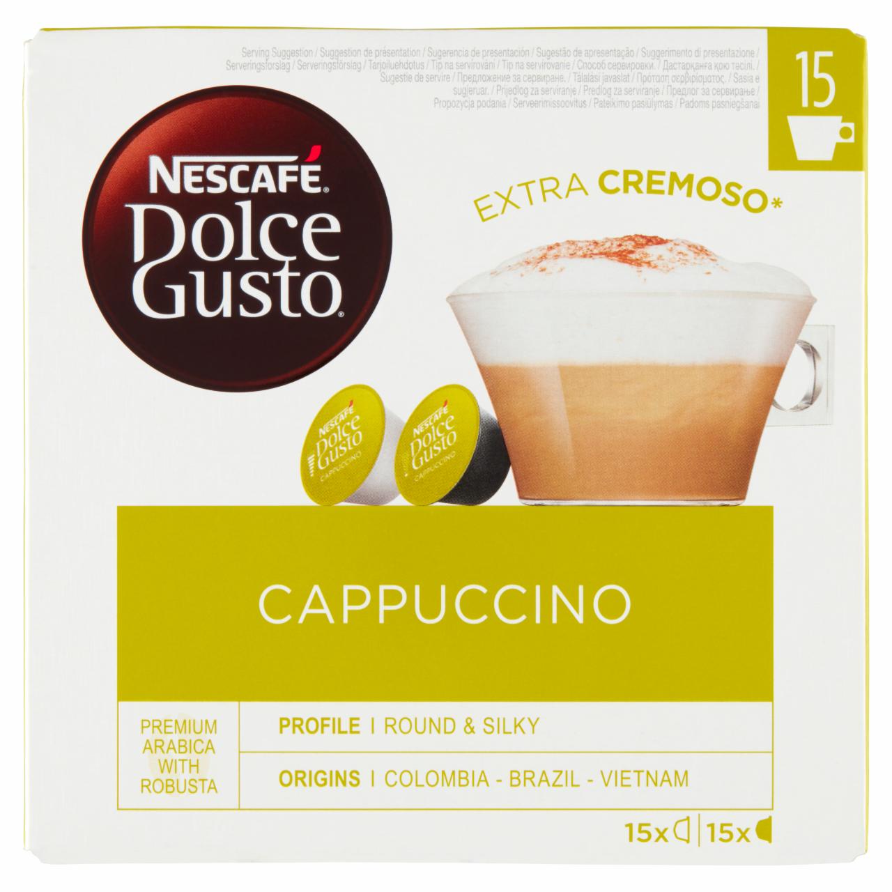 Zdjęcia - Nescafé Dolce Gusto Cappuccino Palona kawa mielona i mleko z cukrem 349,5 g (15 x 17 g i 15 x 6,3 g)