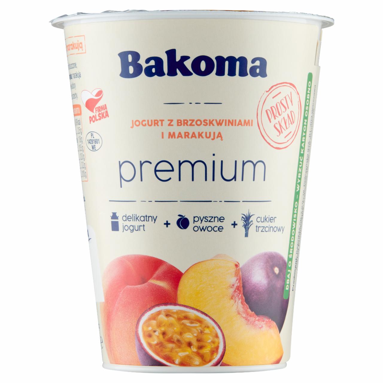 Zdjęcia - Bakoma Premium Jogurt z brzoskwiniami i marakują 400 g