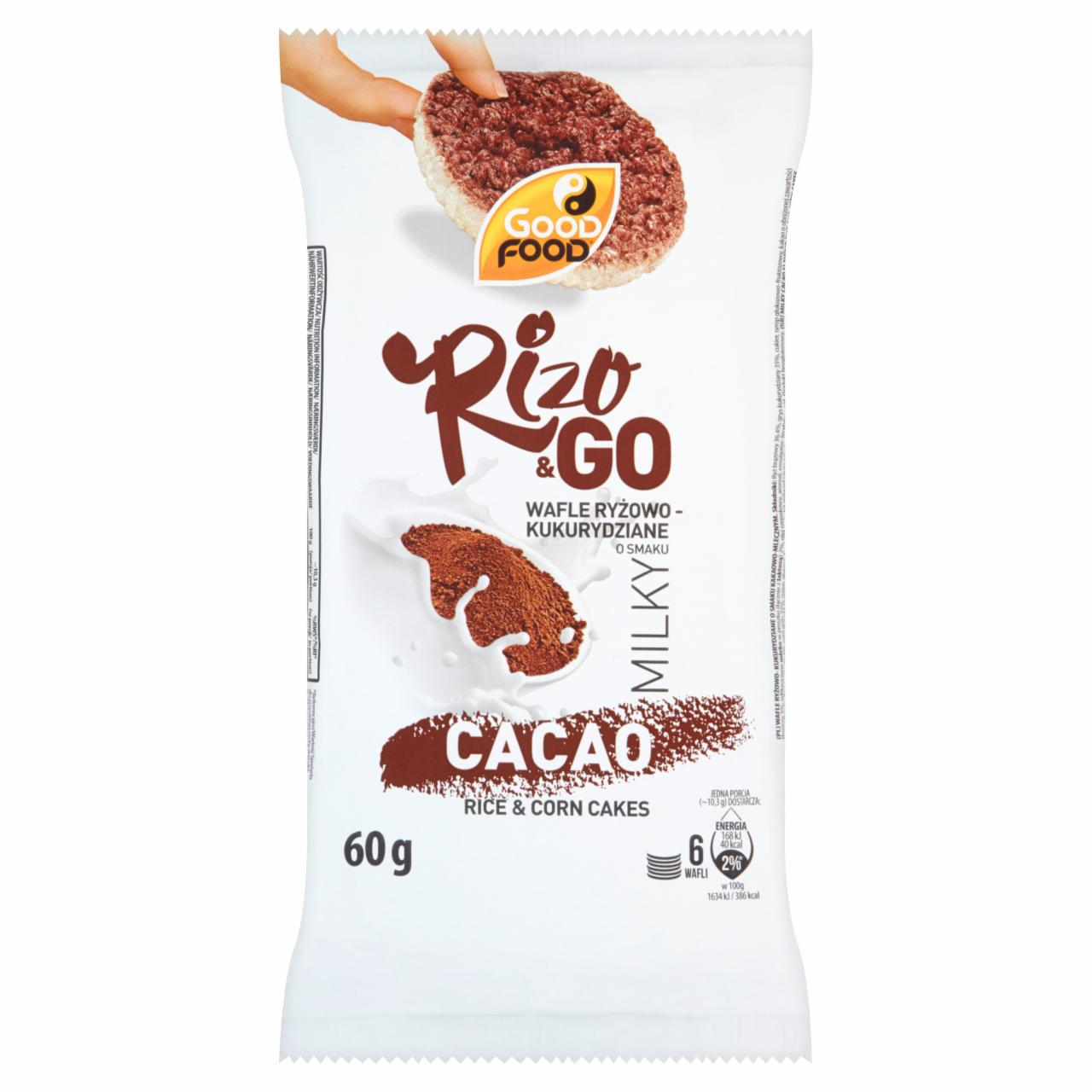 Zdjęcia - Good Food Rizo & Go Wafle ryżowo-kukurydziane o smaku kakaowo-mlecznym 60 g (6 sztuk)