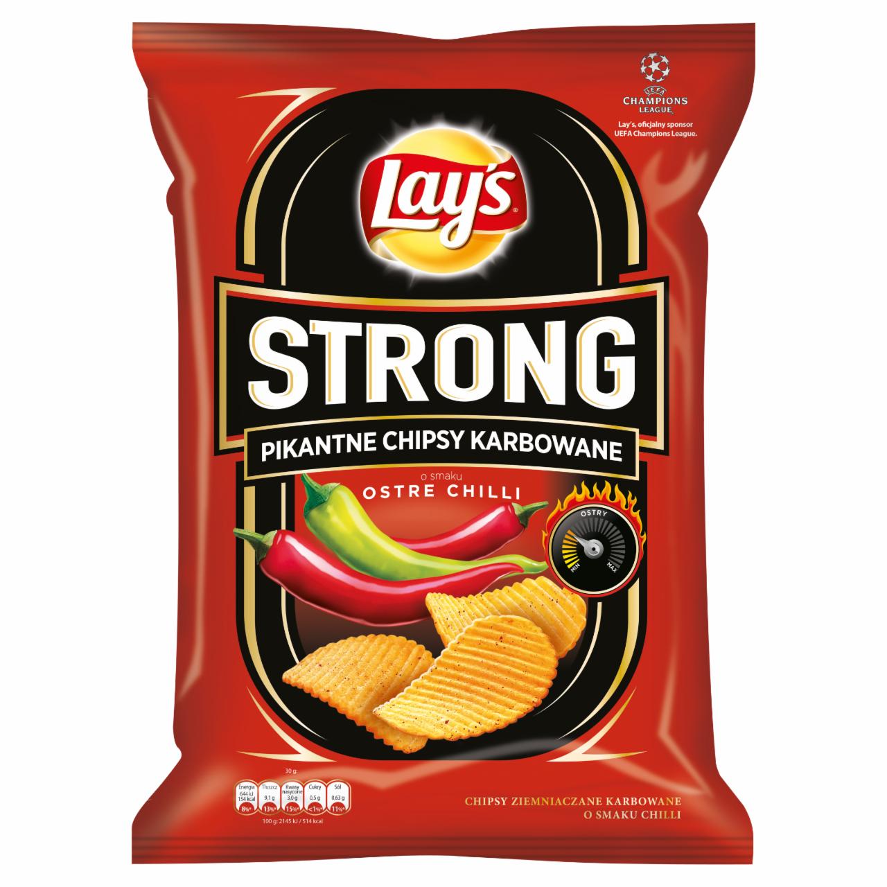 Zdjęcia - Lay's Strong Pikantne chipsy karbowane o smaku ostre chilli 225 g