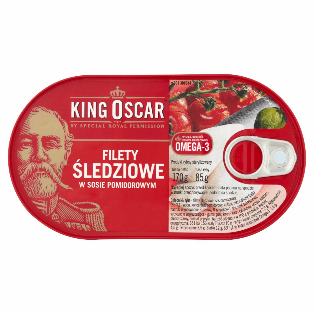 Zdjęcia - King Oscar Filety śledziowe w sosie pomidorowym 170 g