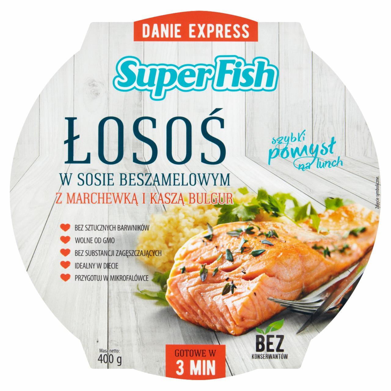 Zdjęcia - SuperFish Łosoś w sosie beszamelowym z marchewką i kaszą bulgur 400 g