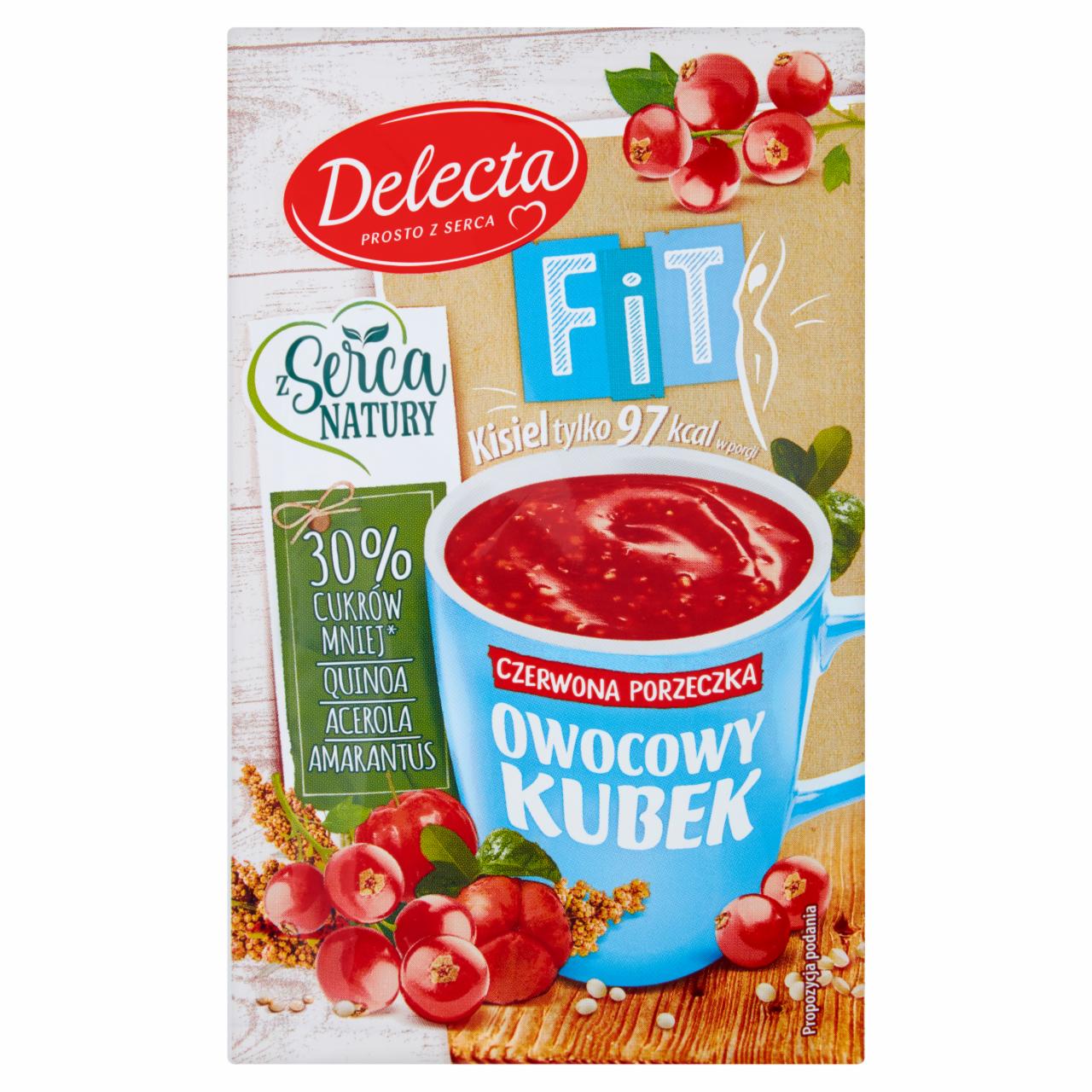 Zdjęcia - Delecta Owocowy kubek Fit Kisiel smak czerwonej porzeczki 26 g