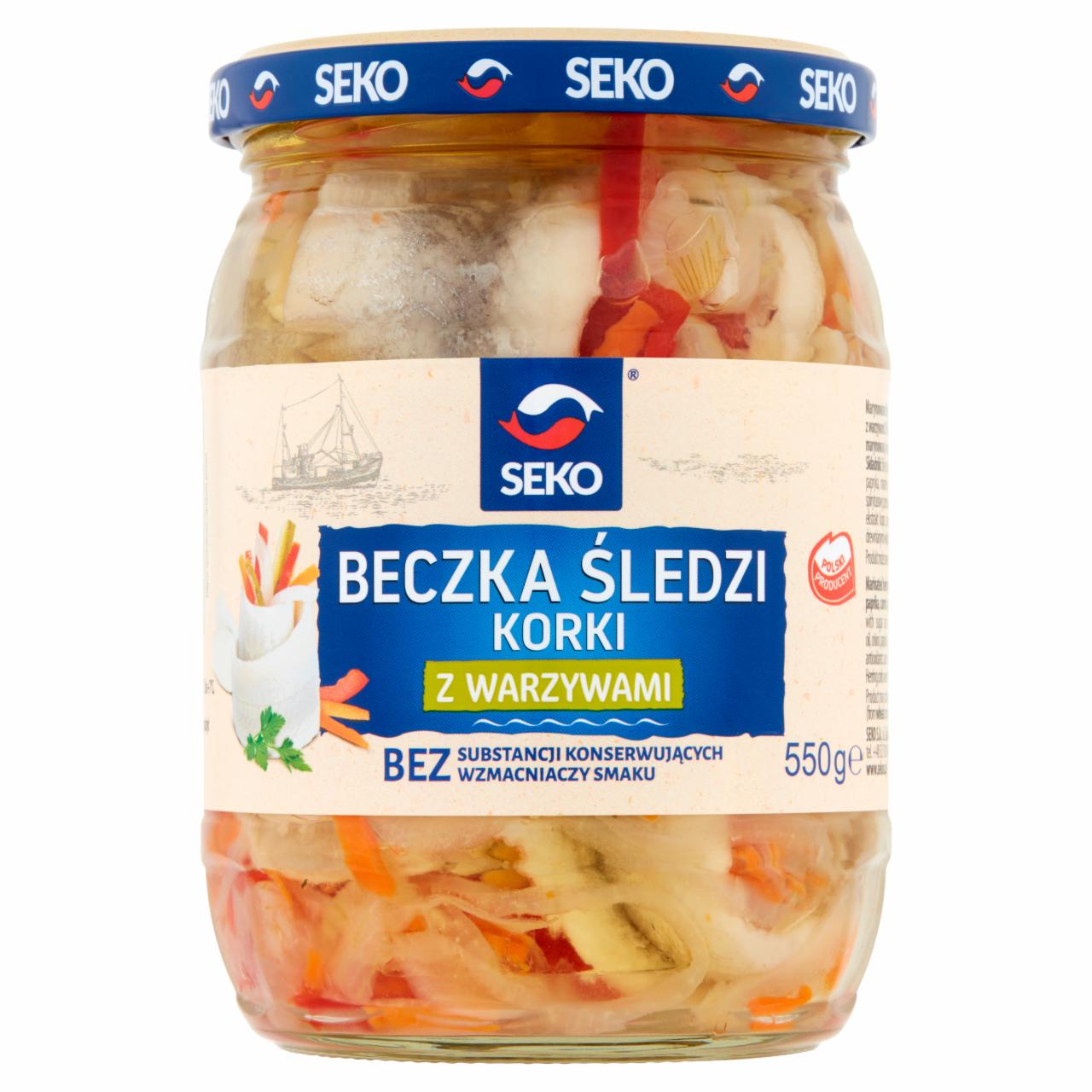 Zdjęcia - Seko Beczka śledzi Korki z warzywami 550 g