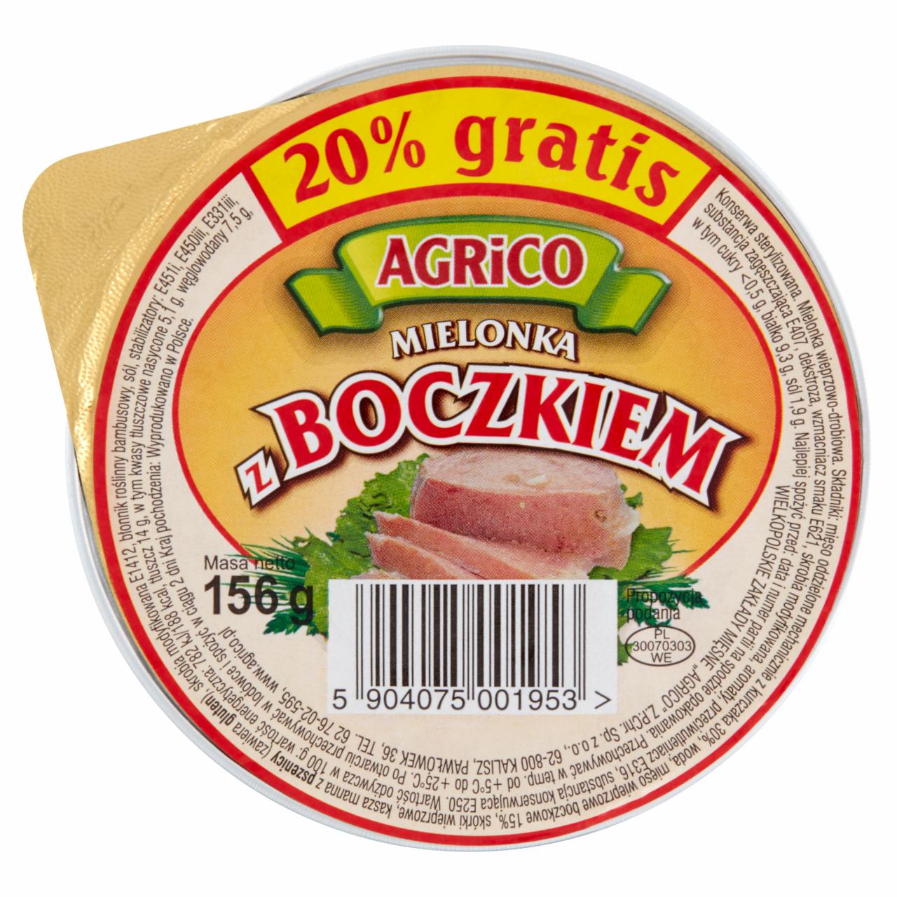 Zdjęcia - Agrico Mielonka z boczkiem 156 g