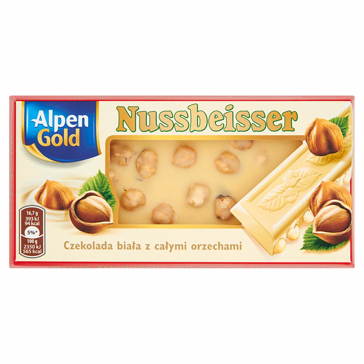 Zdjęcia - Alpen Gold Nussbeisser Czekolada biała z całymi orzechami 100 g