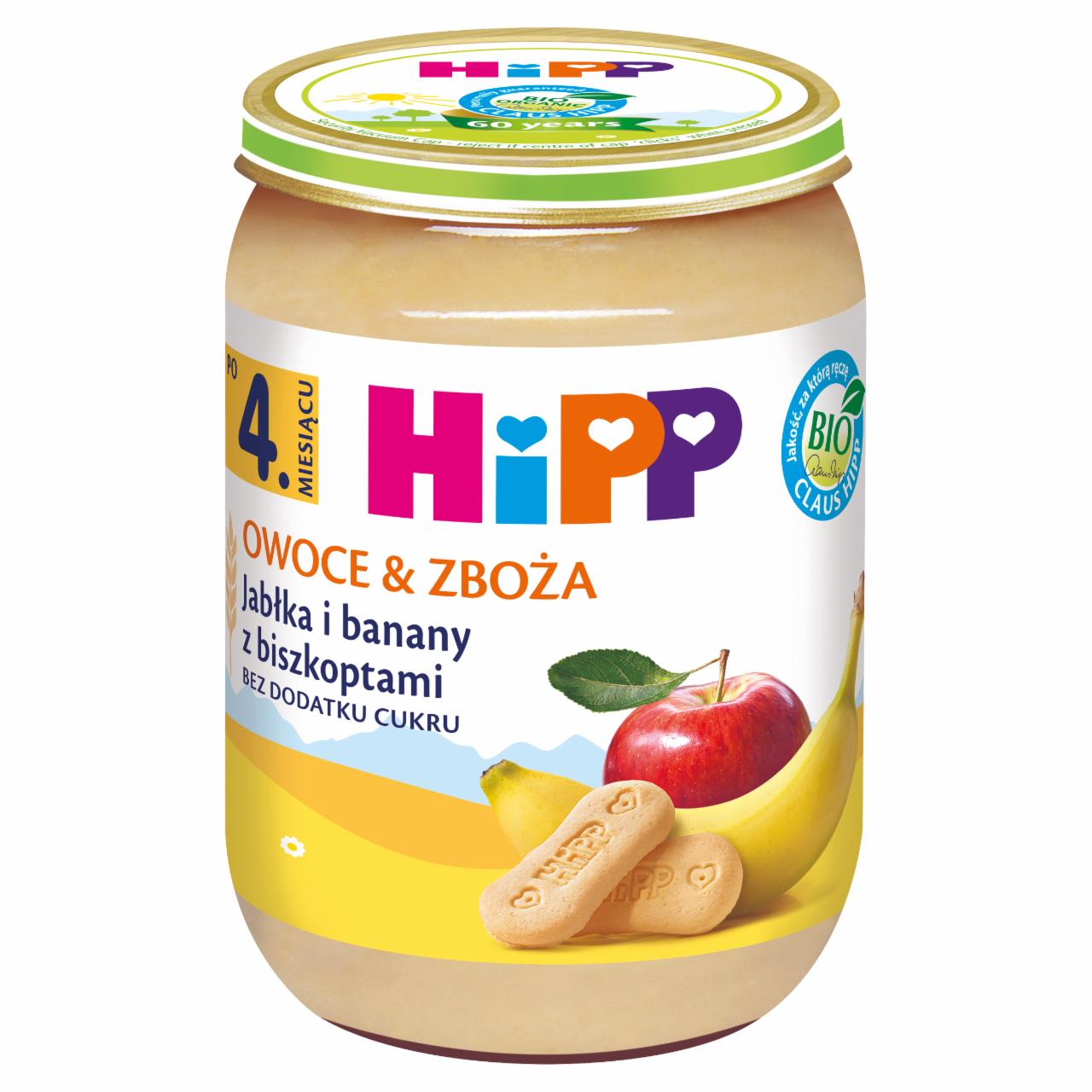 Zdjęcia - HiPP BIO Owoce & Zboża Jabłka i banany z biszkoptami po 4. miesiącu 190 g