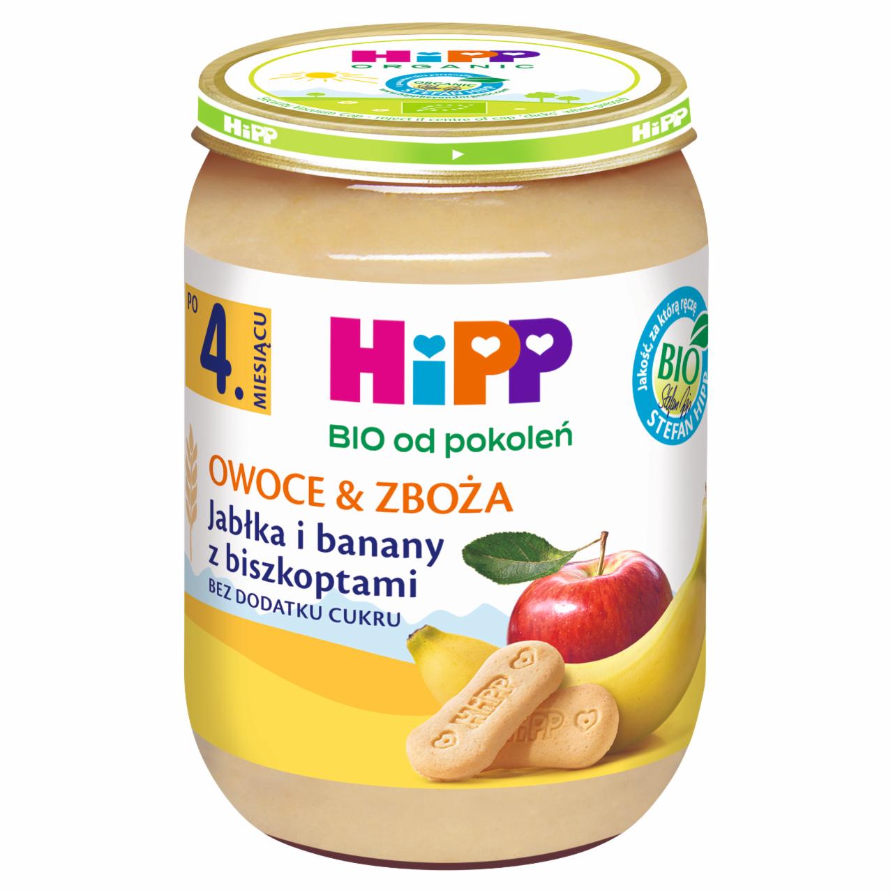 Zdjęcia - HiPP BIO Owoce & Zboża Jabłka i banany z biszkoptami po 4. miesiącu 190 g