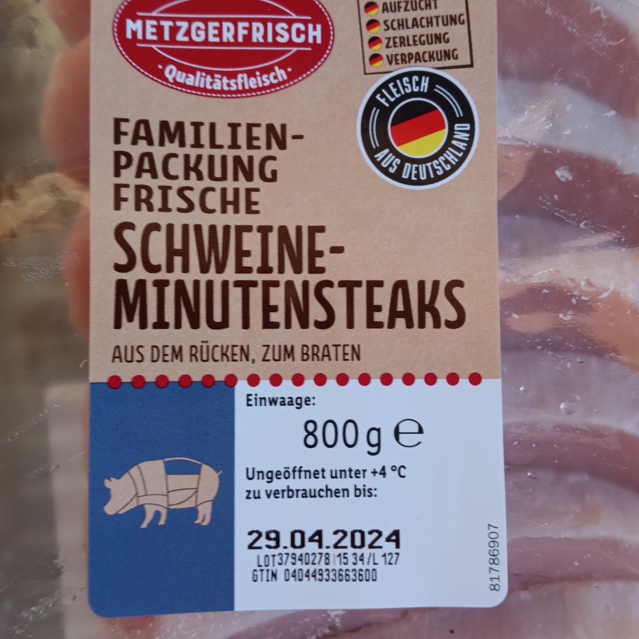 Zdjęcia - Schweine-Minutensteaks Familien Packung Metzgerfrisch