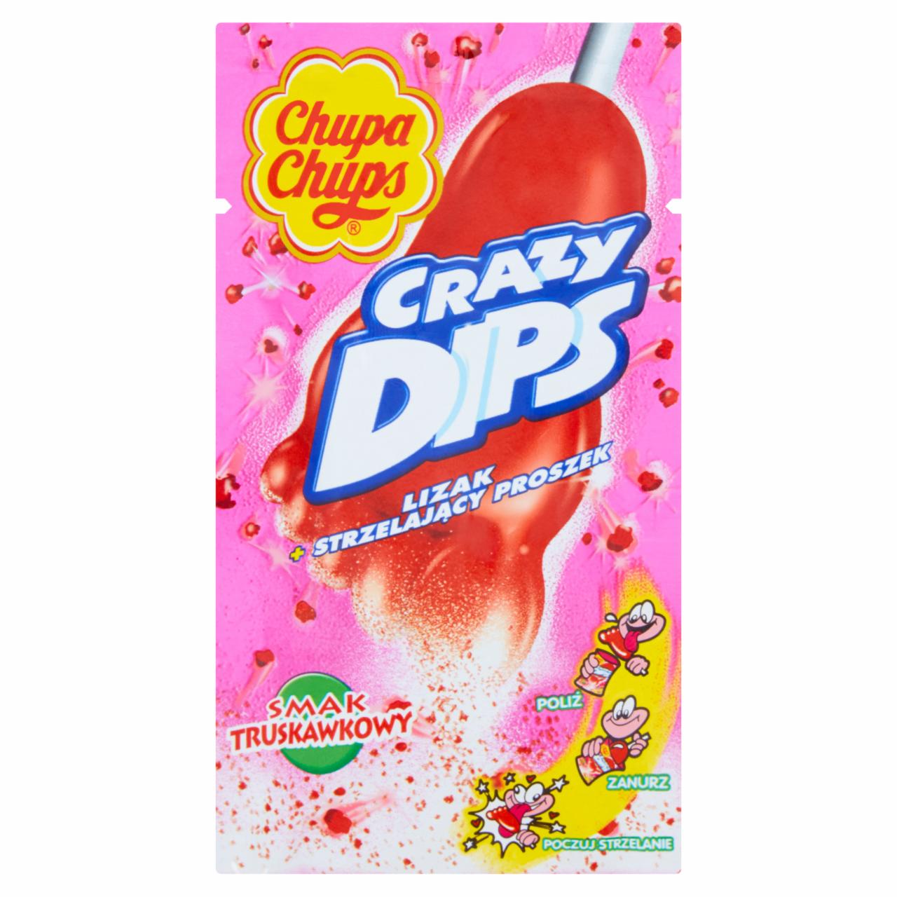 Zdjęcia - Chupa Chups Crazy Dips Lizak ze strzelającym proszkiem smak truskawkowy 14 g