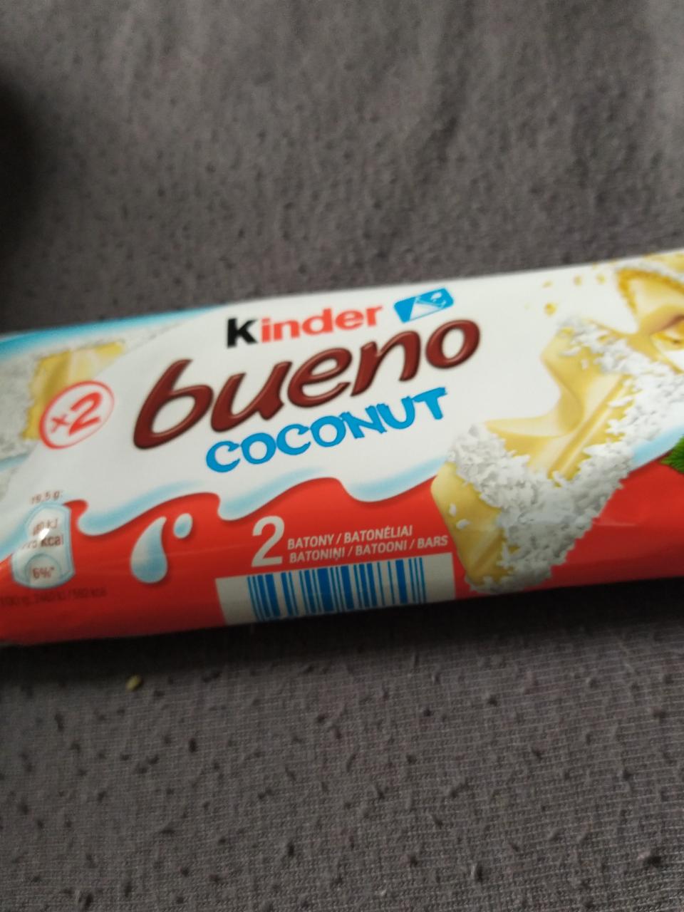 Zdjęcia - Kinder Bueno Coconut Wafel w białej czekoladzie z kokosowym nadzieniem 39 g (2 x 19,5 g)