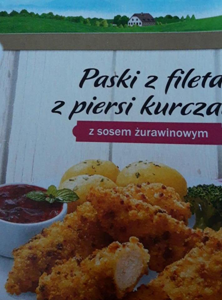 Zdjęcia - paski z fileta zpiersi kurczaka z sosem żurawinowym