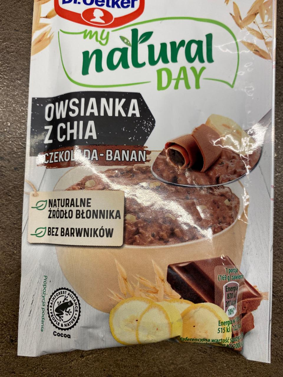 Zdjęcia - My Natural Day Owsianka z chia czekolada-banan Dr.Oetker