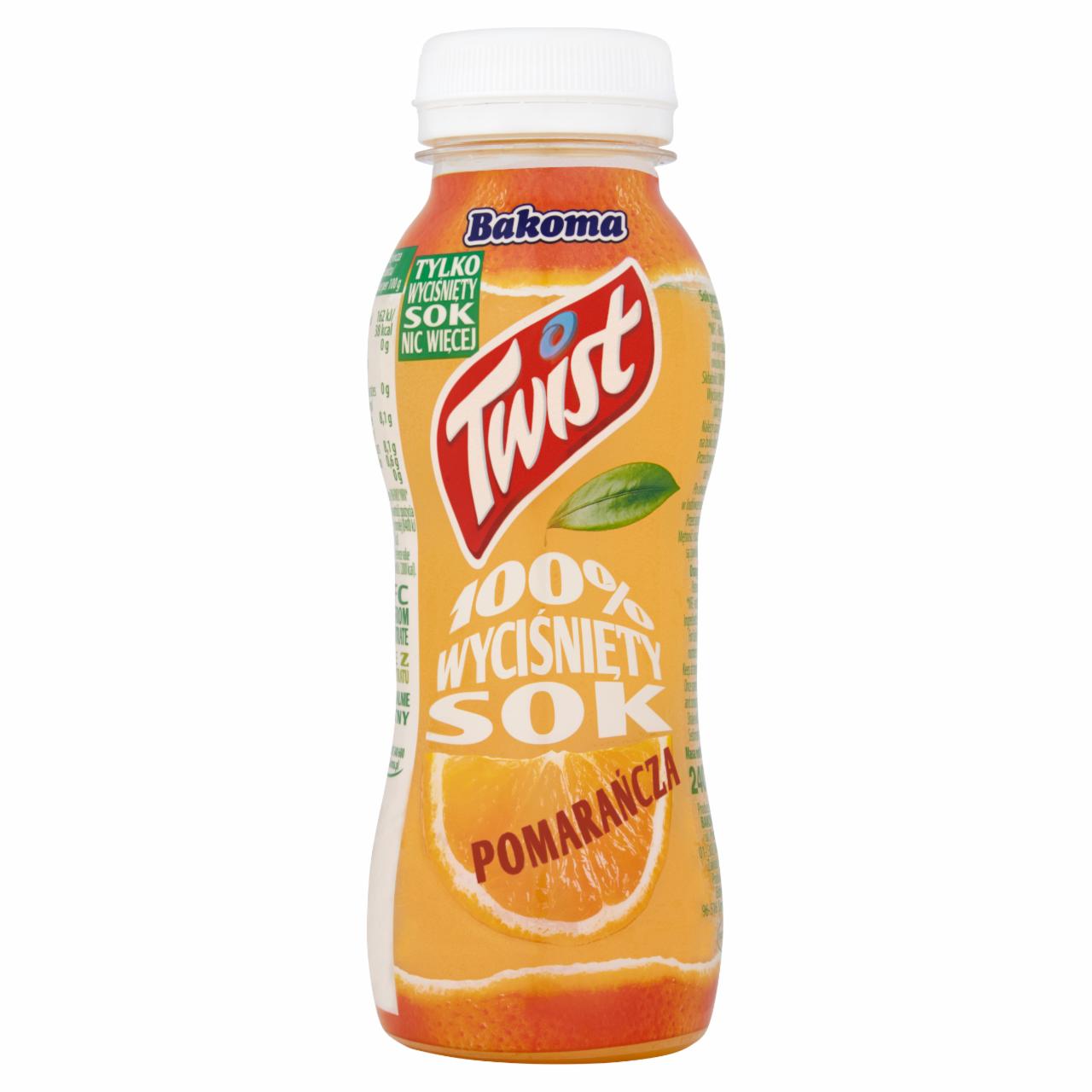Zdjęcia - Bakoma Twist 100% wyciśnięty sok pomarańcza 240 g