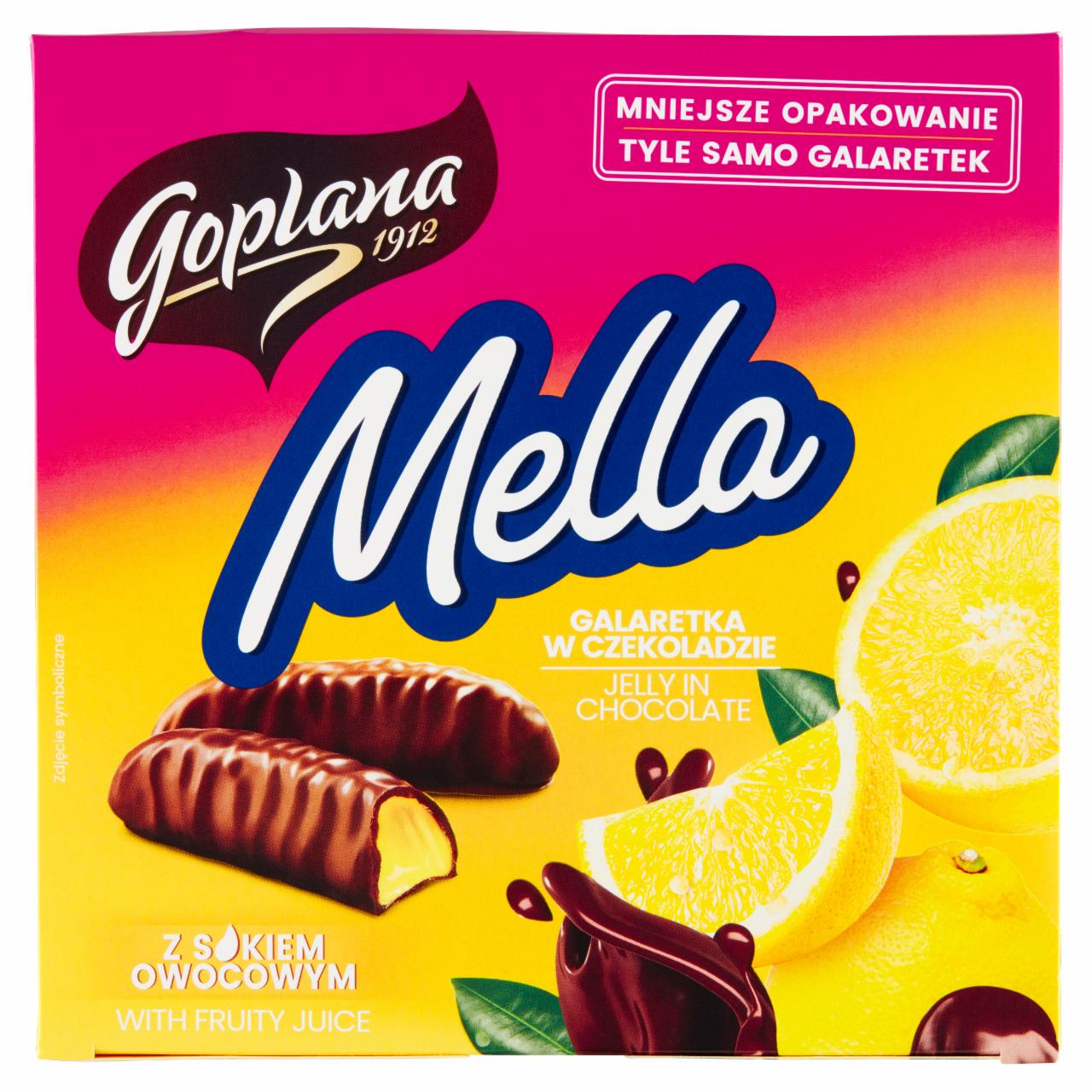 Zdjęcia - Goplana Mella Galaretka w czekoladzie o smaku cytrynowym 190 g