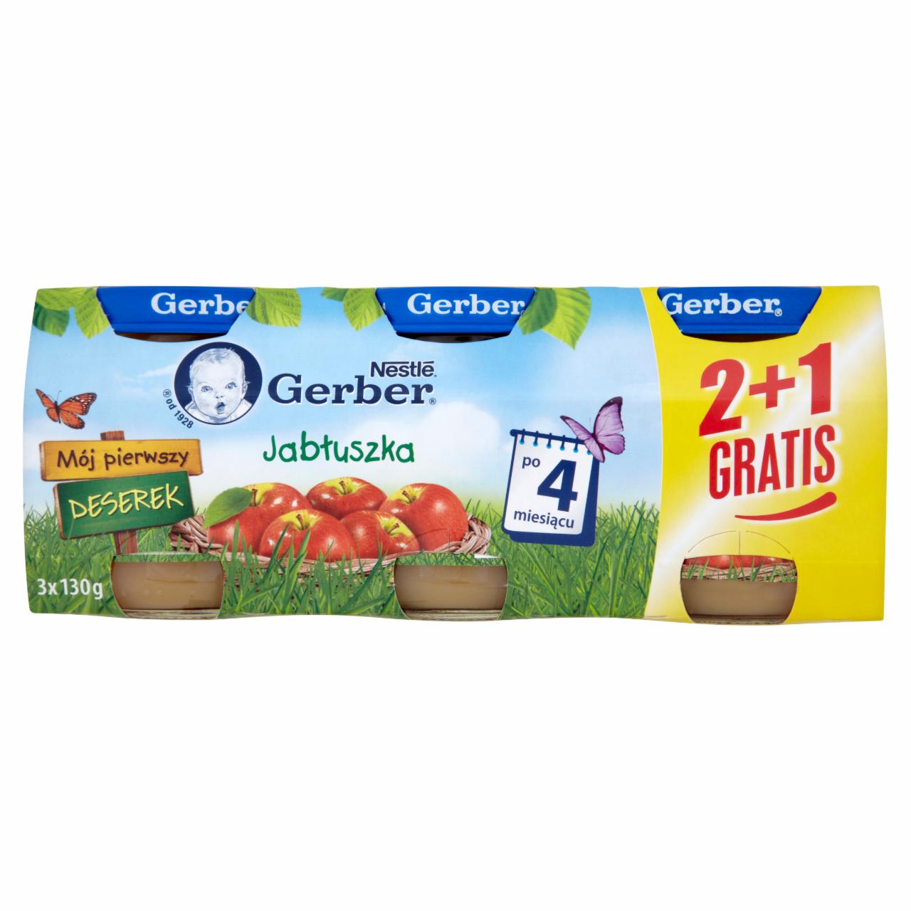 Zdjęcia - Gerber Mój pierwszy deserek Jabłuszka po 4 miesiącu 3 x 130 g