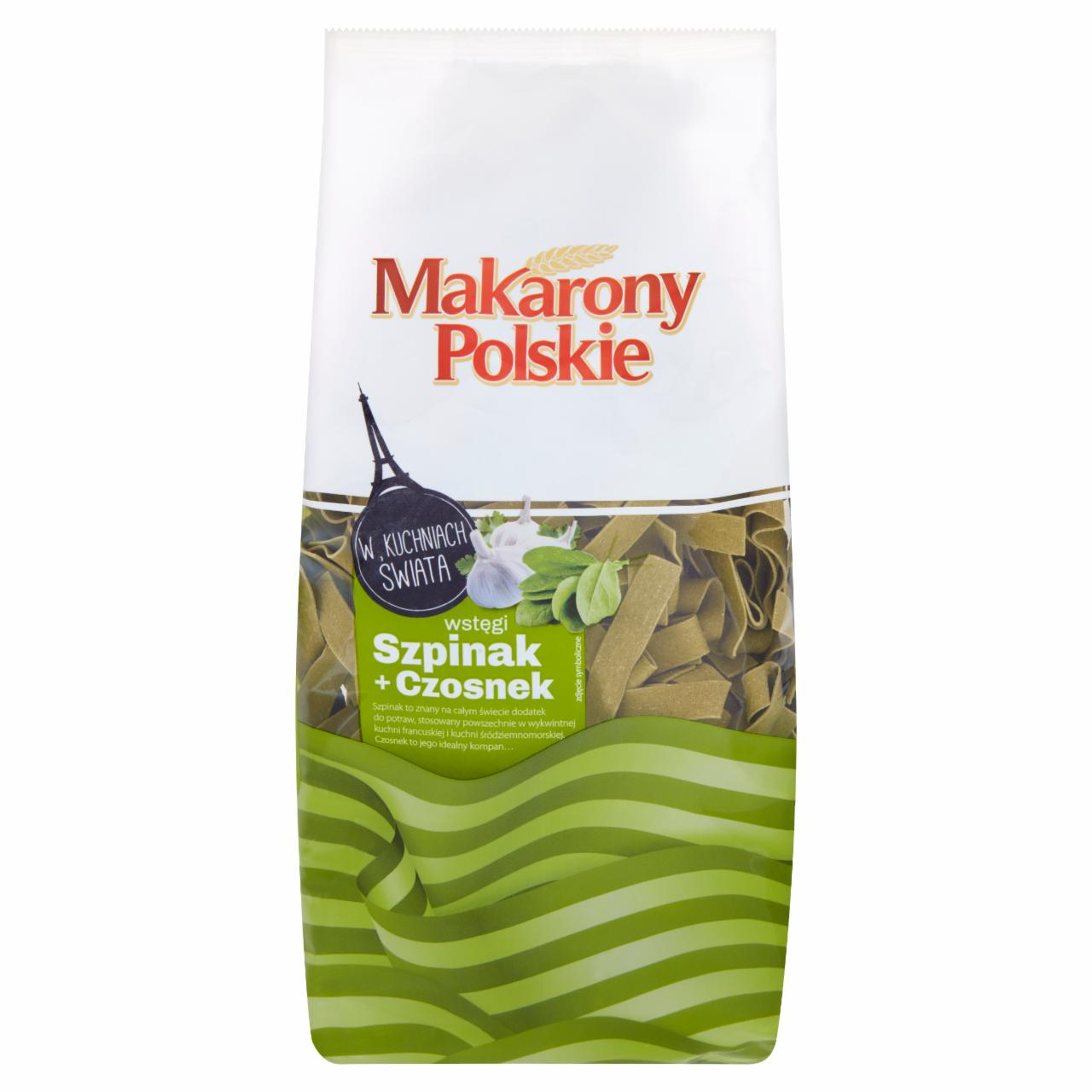 Zdjęcia - Makarony Polskie Makaron wstęgi szpinak + czosnek 400 g