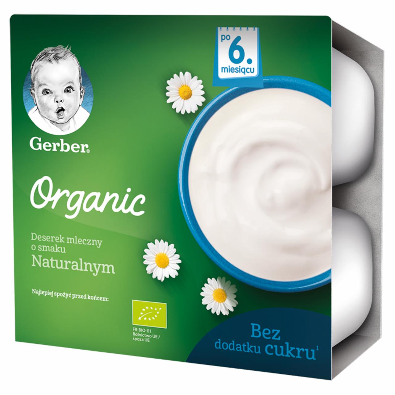 Zdjęcia - Gerber Organic Deserek mleczny o smaku naturalnym dla niemowląt po 6. miesiącu 360 g (4 x 90 g)