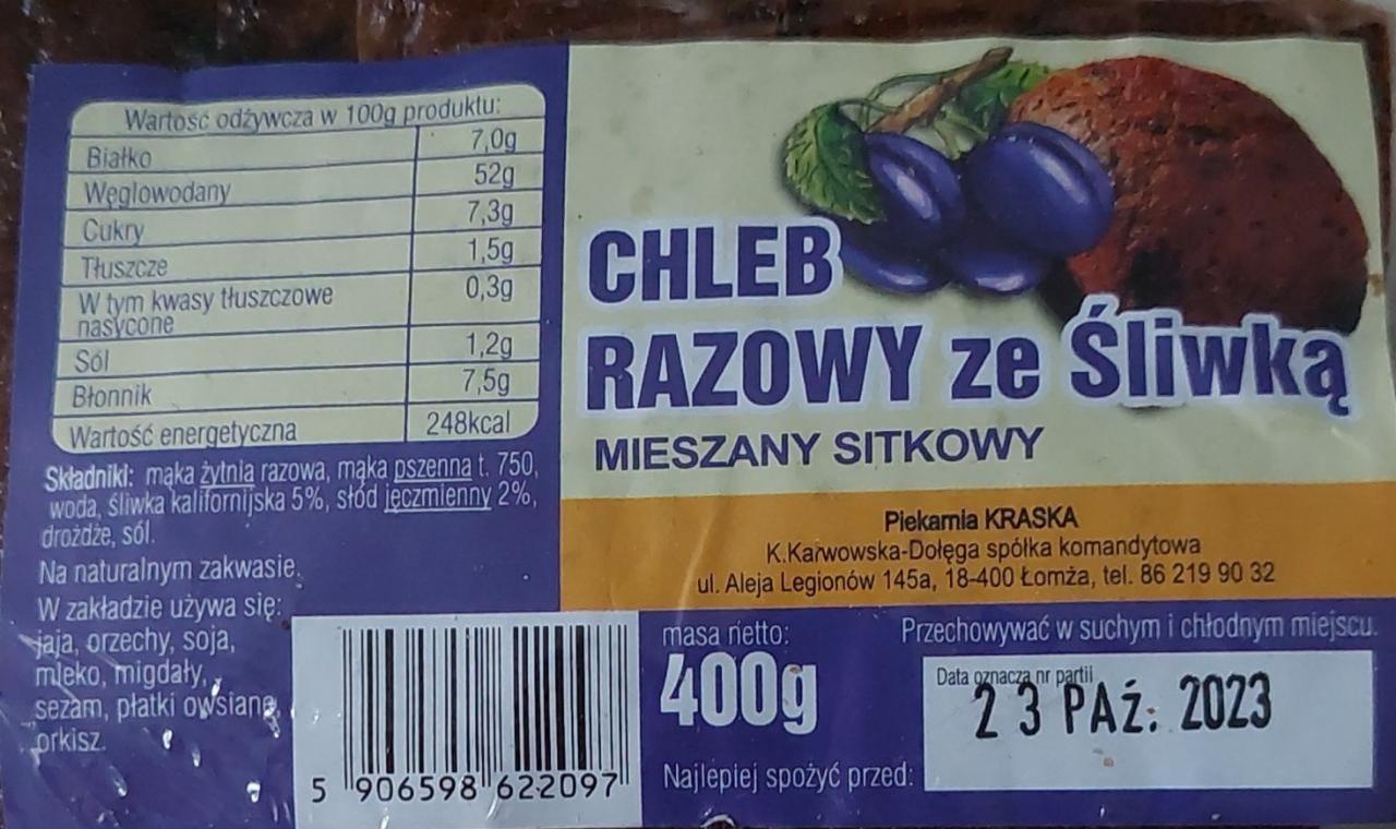 Zdjęcia - Chleb razowy ze śliwką Piekarnia Kraska