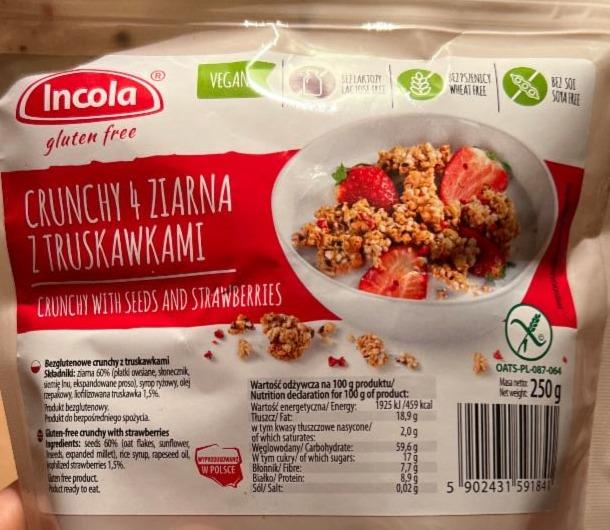 Zdjęcia - Bezglutenowe Crunchy 4 ziarna z truskawkami Incola