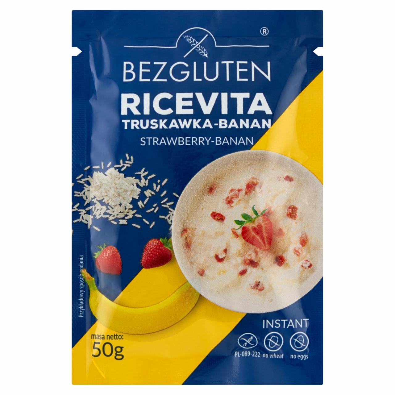 Zdjęcia - Bezgluten RiceVita Płatki ryżowe truskawka-banan 50 g