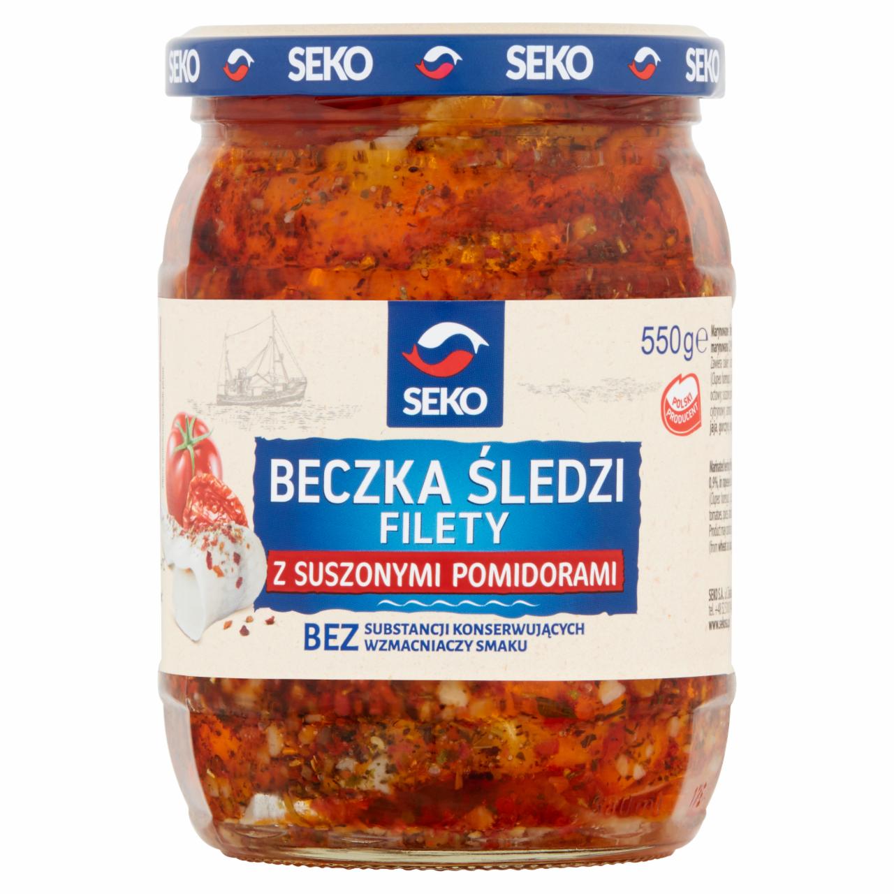 Zdjęcia - Seko Beczka śledzi Filety z suszonymi pomidorami 550 g